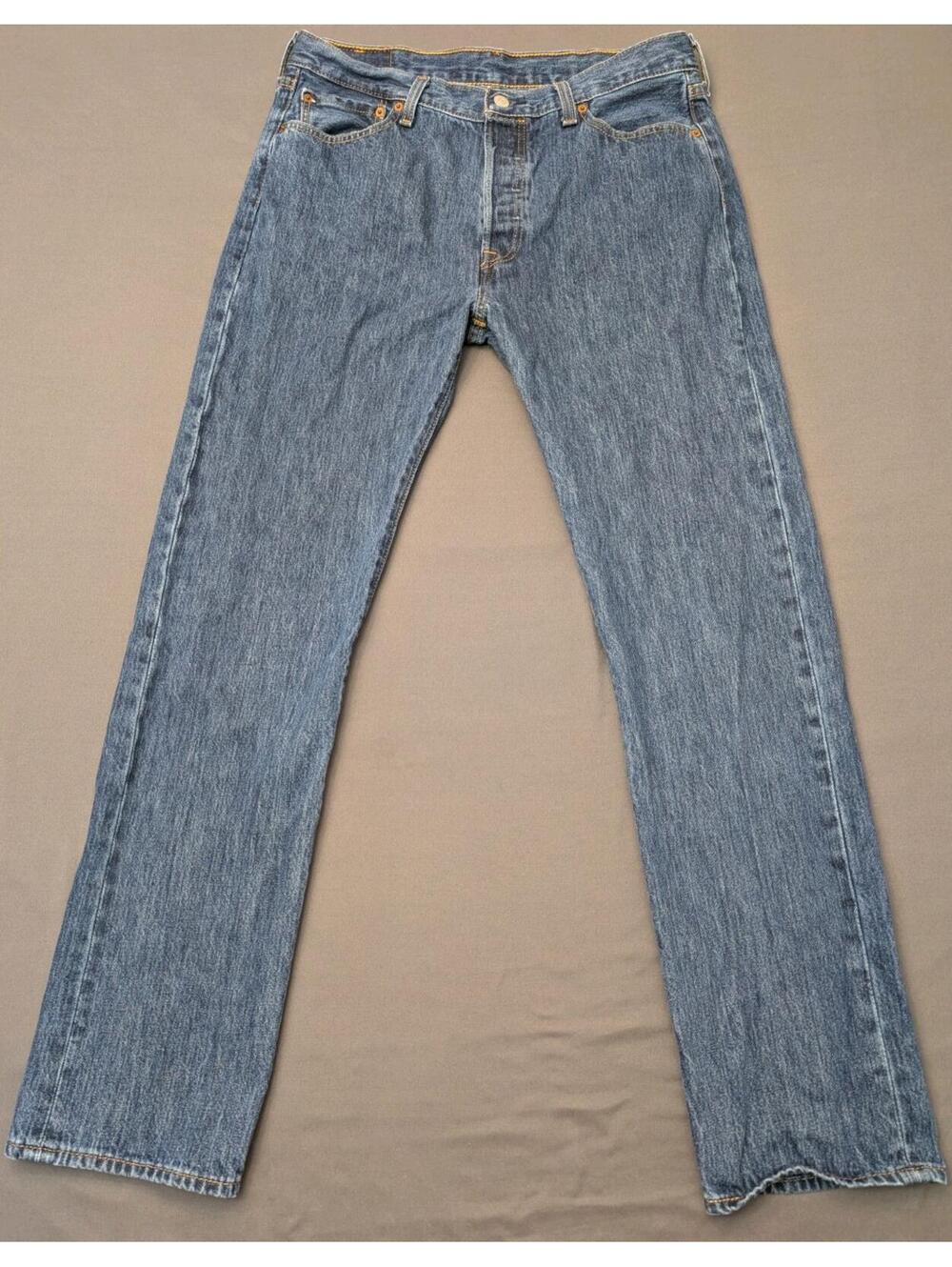 Levi's 501 Original Fit Jeans Mens 34x34 Blue Denim Button Fly Straight Leg